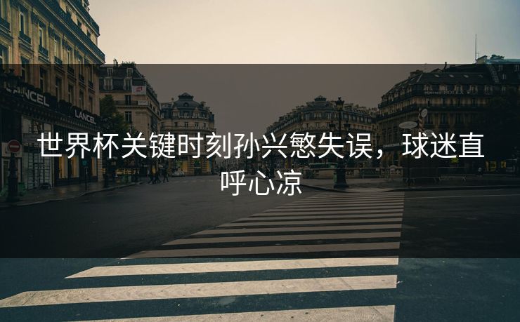 世界杯关键时刻孙兴慜失误，球迷直呼心凉
