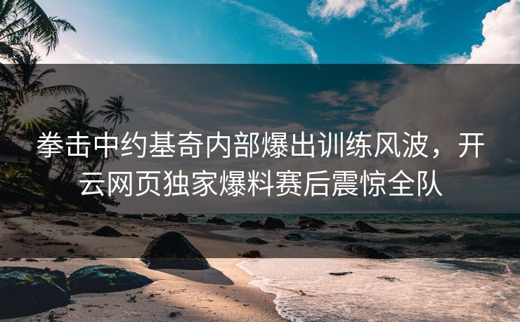 拳击中约基奇内部爆出训练风波，开云网页独家爆料赛后震惊全队
